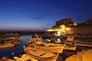 Stationary Prints: Fishing boats at a port, Centuri Port, Corsica, France, Mediterranean, Europe