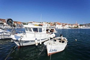 Milna Prints: Fishing boats in the port of Milna, Brac Island, Dalmatia, Croatia, Europe