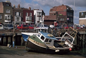 Portsmouth Prints: Fishing boats, Portsmouth harbour, Portsmouth, Hampshire, England, United Kingdom, Europe