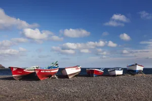 Canaries Prints: Fishing boats, Pozo Negro, Fuerteventura, Canary Islands, Spain, Atlantic, Europe