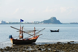 Thai Culture Prints: Fishing boats, Prachuap Kiri Khan, Thailand, Southeast Asia, Asia