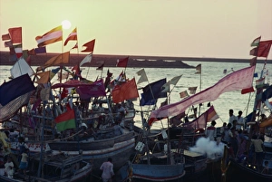 Mumbai Prints: Fishing boats during religious festival, Colaba, Mumbai, India, Asia