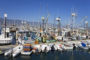 Fishing boats, Santa Barbara Harbor, California, United States of America, North America