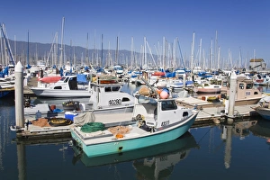 Ports Prints: Fishing boats, Santa Barbara Harbor, California, United States of America, North America