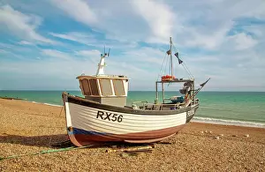 Hastings Prints: Fishing boats on The Stade (the fishermen's beach) at Hastings