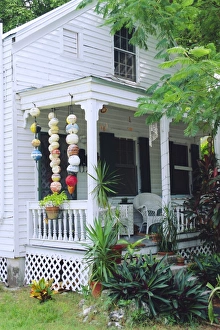 Colonial Prints: Fishing floats hanging in porch of old house in Key West