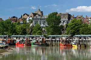 Fishing harbour on River Rother, old town, Rye, East Sussex England, United Kingdom