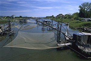 Fishing Nets Prints: Fishing nets (Kalamera) on Bojana River, Ulcinj, Haj-Nehaj, Montenegro, Europe