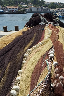 Fishing nets, Saint Jean de Luz (St. -Jean-de-Luz), Basque country, Pyrenees-Atlantiques