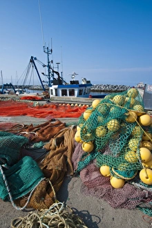 Quebec Prints: Fishing nets, Sainte Anne des Monts, Quebec, Canada, North America