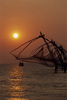 Cochin Prints: Fishing nets at sunset