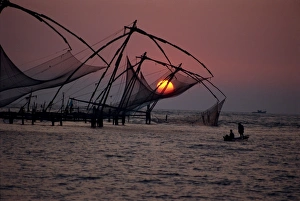 Fishing nets at sunset