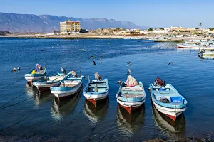 Seacoast Prints: Fishing port of Mirbat with small fishing boats, Salalah, Oman, Middle East
