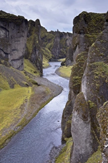 Images Dated 29th September 2008: Fjadrargljufur Canyon, 100m deep and 2 km long, carved out of palagonite