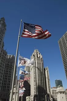 Flags, Chicago, Illinois, United States of America, North America