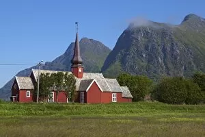 Images Dated 9th July 2009: Flakstad Church, Lofoten Islands, Norway, Scandinavia, Europe