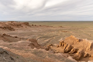 Mongolian Prints: Flaming cliffs, Bajanzag, South Gobi province, Mongolia, Central Asia, Asia