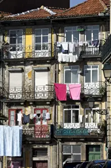 City Living Prints: Flats in a residential street with traditional wrought iron balconies