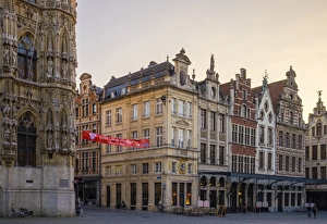 Flanders Prints: Flemish buildings on Grote Markt, Leuven, Flemish Brabant, Flanders, Belgium, Europe