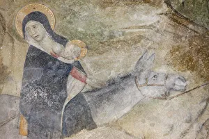 Images Dated 14th October 2008: Flight into Egypt fresco, Abondance abbey church, Abondance, Haute Savoie, France, Europe