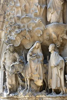 Biblical Event Prints: The Flight to Egypt on the Nativity Facade by Antoni Gaudi, Sagrada Familia basilica