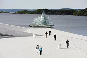 Images Dated 26th May 2010: Floating art iceberg on the waterfront in Oslofjord, Oslo, Scandinavia, Europe