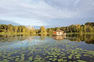 Cabins Prints: Floating cabin of Clos de la Loutre (Otter's cottage)