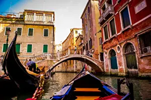 Gondolier Prints: Floating on a gondola, Venice, UNESCO World Heritage Site, Veneto, Italy, Europe