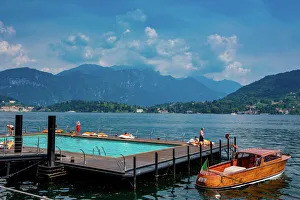 Vacations Prints: Floating Pool at Grand Hotel Tremezzo, Lake Como, Lombardy, Italy, Europe