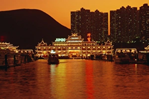 Flood Light Prints: Floating restaurants at Aberdeen, Hong Kong, China, Asia