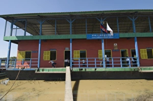 Schools Prints: Floating school, Tonle Sap Lake, near Siem Reap, Cambodia, Indochina, Southeast Asia