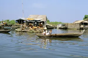 Floating village of Prek Toal beside northwest of Lake Tonle Sap, Cambodia
