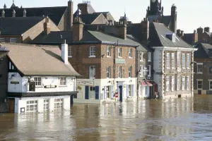 Natural Disaster Prints: Flooded street in 2002, York, Yorkshire, England, United Kingdom, Europe