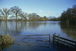 Flooding of fields from River Severn near Tirley, Gloucestershire, England