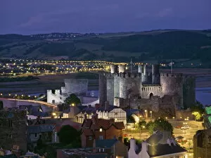 Images Dated 1st January 1970: Floodlit Conwy Castle, UNESCO World Heritage Site, overlooking the town with the River Conwy
