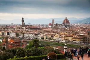 Duomo Prints: Florence panorama from Piazzale Michelangelo with Ponte Vecchio and Duomo, Florence