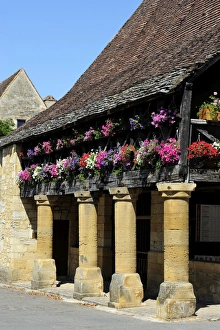 Dordogne Prints: Flower bedecked medieval Les Halle