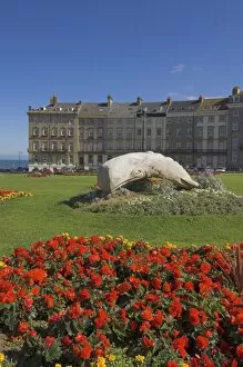 Flower beds at the Royal Crescent, Seafront, Whitby, North Yorkshire, Yorkshire
