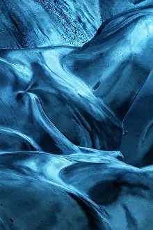 Stunning Prints: Flowing Blue Ice Wall Abstract Details