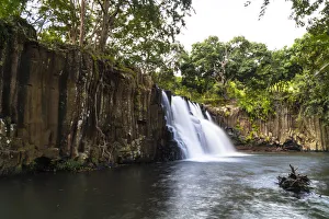 Flowing water of Rochester Falls, Souillac, South Mauritius, Indian Ocean, Africa