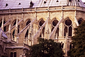 Pari Prints: Flying butresses, Notre Dame, Paris, France, Europe