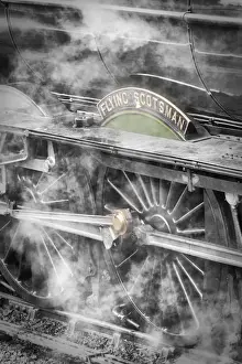 Typically British Prints: The Flying Scotsman steam locomotive arriving at Goathland station on the North Yorkshire