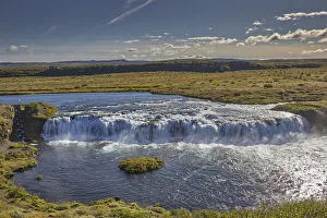 Waterfalls Prints: A foaming waterfall, Faxifoss Falls, near Geysir, southwest Iceland, Polar Regions