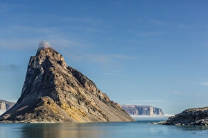 Mountain Peaks Prints: Fog lifting on the steep cliffs of Icy Arm, Baffin Island, Nunavut, Canada, North America