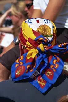 Siena Prints: Follower of the Chiocciola (snail) contrada awaiting the Palio, Siena, Tuscany