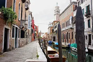 Venetian Prints: Fondamenta Girardini with the bell tower of the Church of Santa Maria dei Carmini in the background