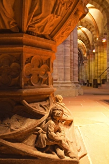 Gargoyle Prints: The font in Basel Munster(Minster) cathedral, Basel, Switzerland, Europe