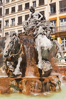 Rhone Alpes Prints: Fontaine Bartholdi in Place des Terreaux, Lyon, Rhone, Rhone-Alpes, France, Europe