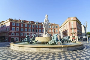 Naked Prints: Fontaine du Soleil, Place Messina, Old Town, Nice, Alpes-Maritimes, Cote d Azur, Provence