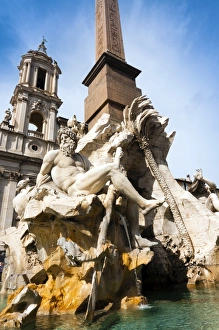 Piazza Navona Prints: Fontana dei Quattro Fiumi, Obelisk of Domitian, Sant Agnese in Agone, Piazza Navona